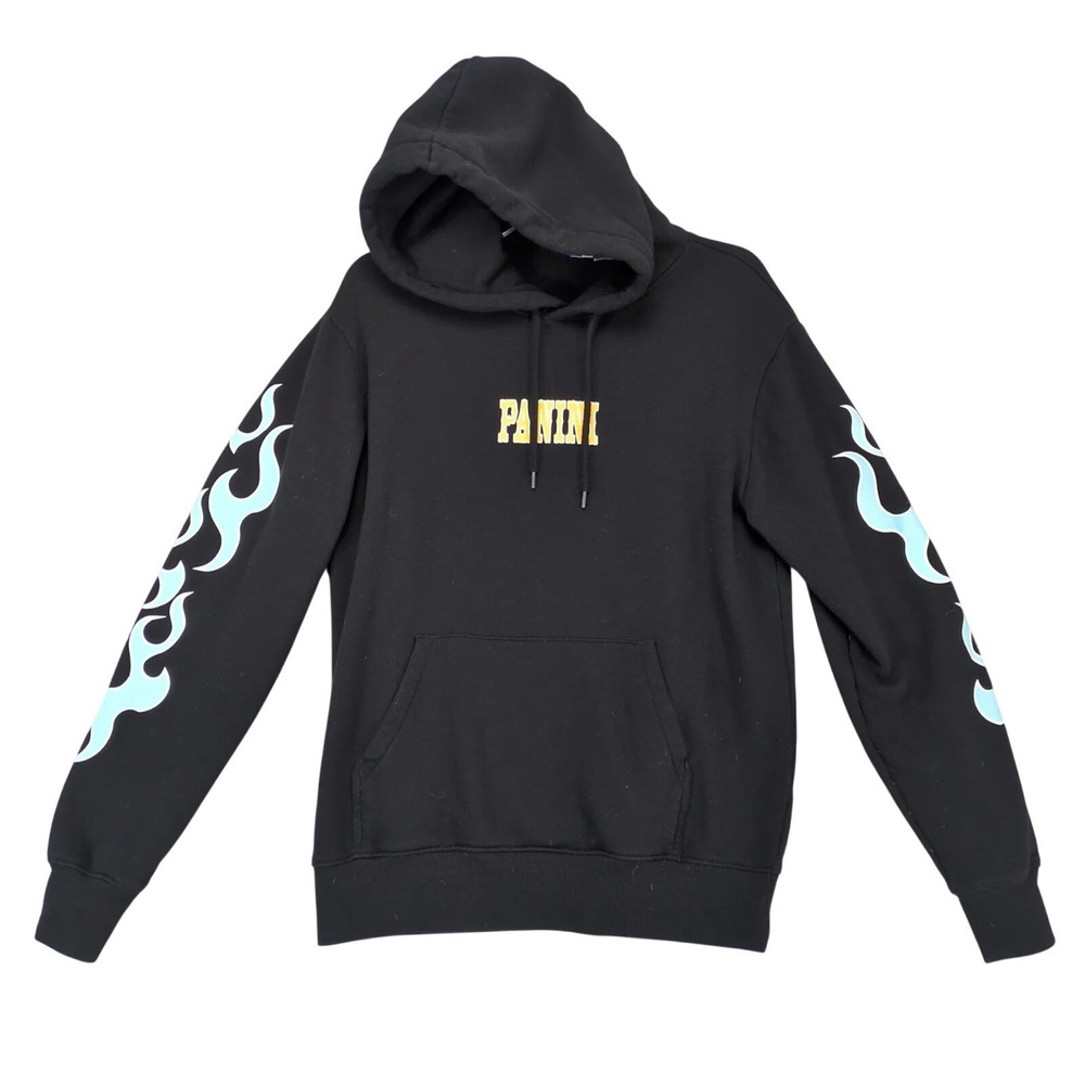 H&M Lil Nas X Panini Black Blue Flame Hoodie Mens S Streetwear Hip Hop Trap Y2K